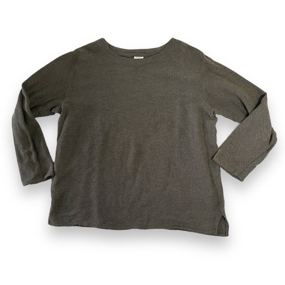 Marc Ware Lagenlook Textured Green Black Boxy Top Size XL